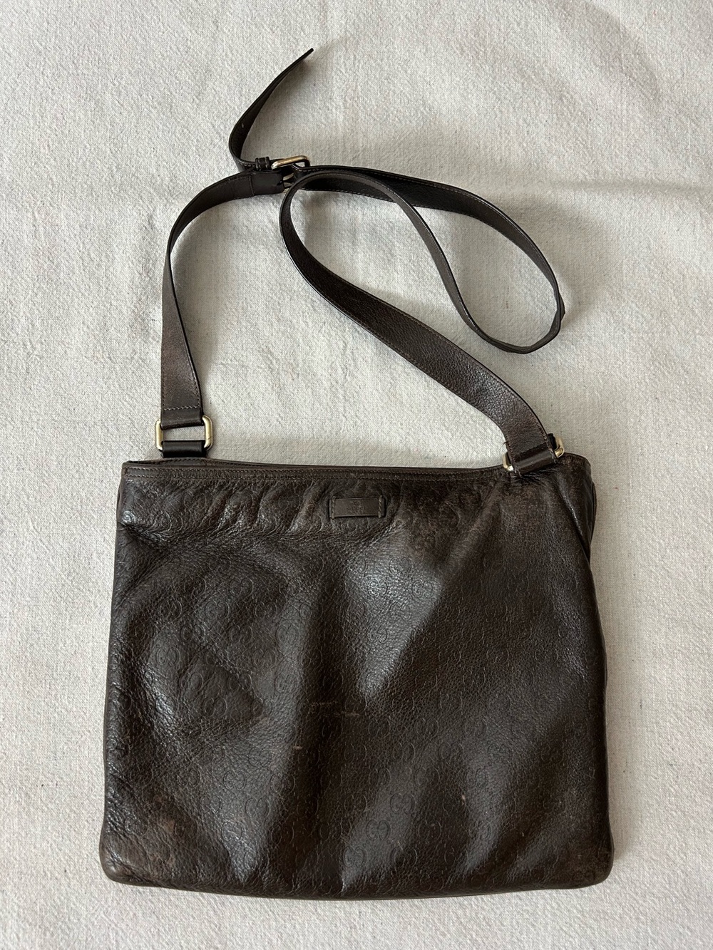 Gucci Guccissima Brown Leather Embossed Crossbody Bag